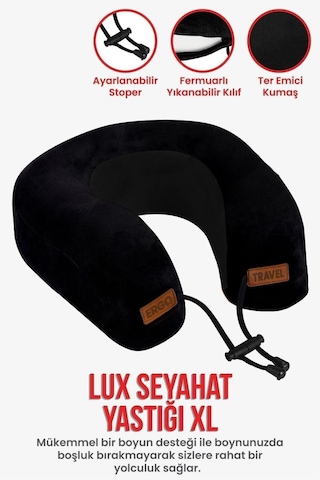 Viscofoam Lux Ortopedik Seyahat Yastığı Visco Boyun Destekli Seyahat Yastığı - Siyah | Ergo Travel
