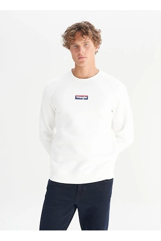 Wrangler Erkek Mid Logo Sweatshirt W2520133102 Beyaz