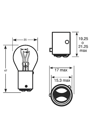 12v 21/5w 1016 Turuncu Sinyal Ampul 10 Adet Çift Duy Yakın Tırnak