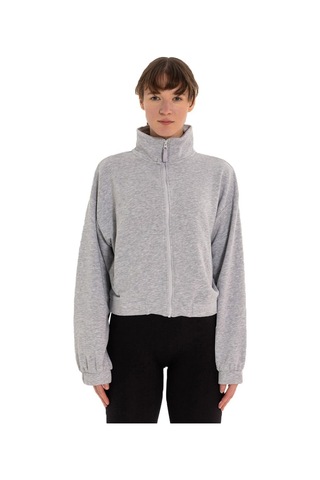 Inguz Dik Yaka Fermuarlı Sweatshirt Gri