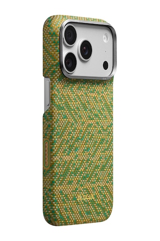 Apple Uyumlu Apple iPhone 18 Pro Max Kılıf M-safe Özellikli Aramid Karbon Fiber Pitaka Wind Over Wheat Kapak Sarı-yeşil Sarı - Yeşil