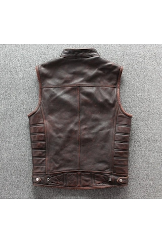 Motorcu Yelek Eskitme Hakiki Deri