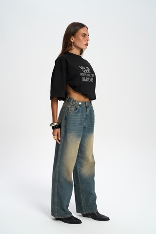 Mai Collection Mai Studios Co. Port Kemer Detaylı Kirli Mavi Jean Pantolon Mavi