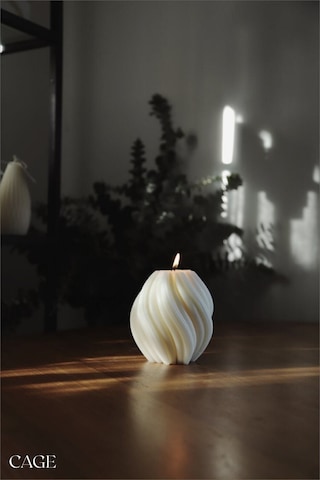 Dekoratif Büyük Spiral Kokulu Mum - Cage Candle Soya Wax 11x11 Cm Beyaz