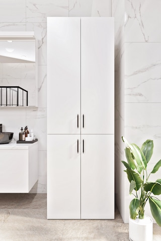 Ases Mobilya Esl0212 Çamaşır Makinası Ve Kurutma Makinası Banyo Dolabı Beyaz Beyaz