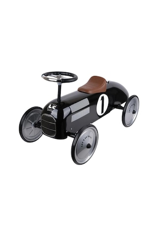 Metal Gövdeli Siyah Vintage Klasik Araba Çocuk Sürüş Oyuncağı Pedalsız Minik Araba Çok Renkli