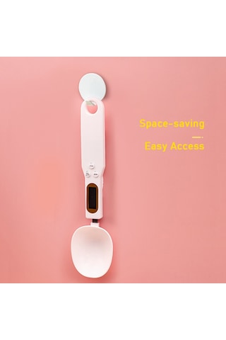 Geeksen Beyaz Dijital Kaşık Terazi, Lcd Ekranlı, 500g/0.1g Hassasiyet, Ağırlık Kilitleme, Birim Dönüştürme, Kafe/mama/pastane İçin, Dahili Pil Beyaz