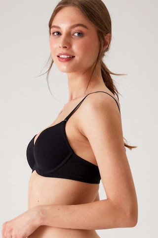 Pierre Cardin Siyah 6401 Rome Soft Push Up / Yarı Destekli Tak-çıkar Askılı Pamuklu Sütyen