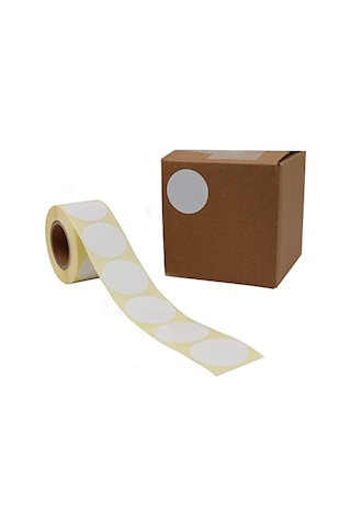 Kuşe Etiket 30mm Çap Ruloda 1000 Adet 40mm Kuka Çapında Baskısız Nokta Etiketi 1