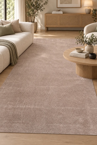Püfen Peluş Halı Vizon Salon Mutfak Antre Yumuşak Kaymaz Taban Yıkanabilir Modern Polyester Halı