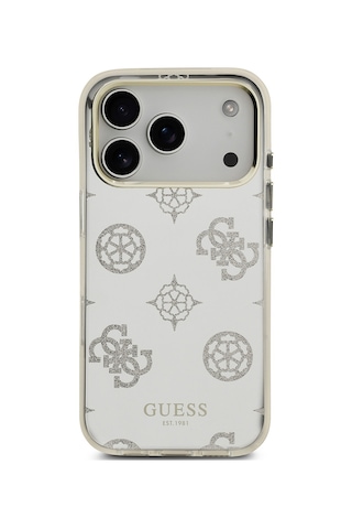 Apple Uyumlu iPhone 17 Pro Max Kılıf Guess Lisanslı Metal Kamera Çerçeveli Simli Peony Aynalı Kapak Gümüş Gümüş