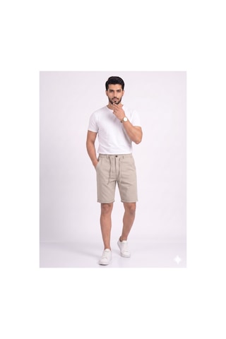 Modmen Çizgili Erkek Şort Bej