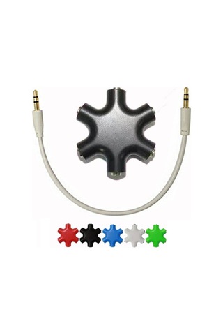 Sones 6'sı 1 Arada Ses Adaptörü 3,5 Mm Jak Çoklu Port Hub Aux Kulaklık Ayırıcı Dönüştürücü