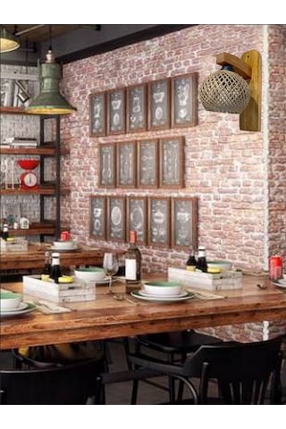 Ahşap Aplik Duvar Lambası Mutfak Koridor Cafe Otel Restoran Ahşap