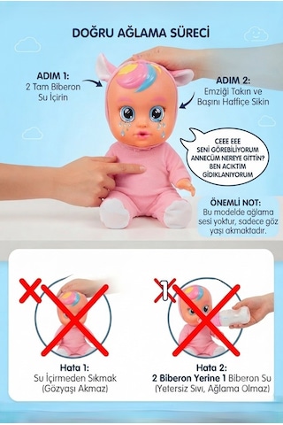 Konuşan Ve Gözyaşı Döken Kolları Ve Kafası Et Bebek Peluş Tulumlu 28 Cm Ağlayan Oyuncak Bebek Pembe