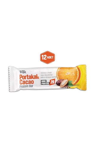 Portakal Ve Kakao Aromalı Protein Bar 45 G Protein İçeren Atıştırmalık Ve Sporcu Barı 12 Adet