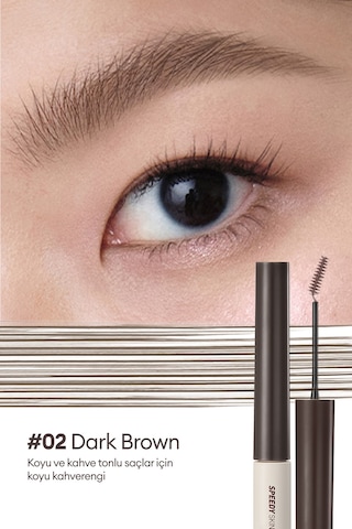 Özel Fırça Tasarımlı, Yoğun Pigmentli Kaş Maskarası Perıpera Speedy Skinny Brow Mascara 02 Darkbrown 02