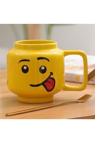 250ml Gülümseme Seramik Kupası Erkekler Ve Kadınlar İfade Karikatür Fincan Kahve Süt Çay İçme Kupası Noel Çocuk Hediye Kupası Kupalar Sarı Altın - Beyaz