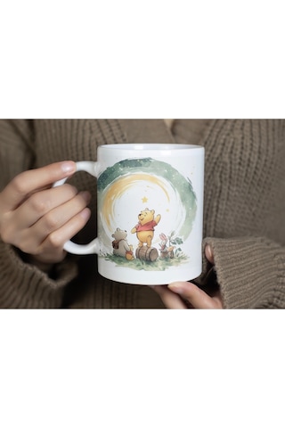 Winnie The Pooh Tasarım Anı Yaşa Temalı Kupa Bardak Anlam Arama, Anda Kal, Huzur Dolu Hediye Beyaz
