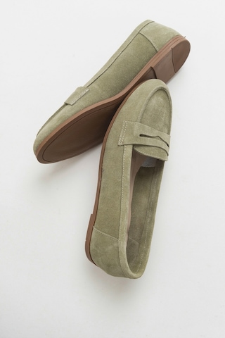 Luvishoes Luvi Shoes F02 Açık Yeşil Süet Hakiki Deri Kadın Loafer Ayakkabı Yeşil