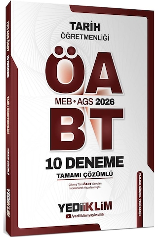 Yediiklim Yayınları 2026 Meb Ags Öabt Tarih Öğretmenliği Tamamı Çözümlü 10 Deneme Sınavı