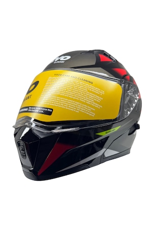 Kask Evo Marka Vizörlü Çeneden Açılır Metalik Siyah-kırmızı Metalik Siyah - Kırmızı