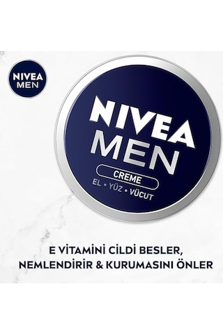 Nıvea Men Erkek Nemlendirici Bakım Kremi 30 Ml, El, Yüz Ve Vücut Nemlendirici Krem, Hızlı Emilir, Yapışkan His Bırakmaz, E Vitamini