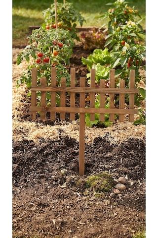 Dekoratif Doğal Ahşap Bahçe Çiti Kazıklı 40x20cm Kahverengi