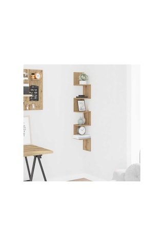 Zig Zag Köşe Duvar Rafı/kitaplık Atlantik Çam 20x20x130 Modern Minimalist Köşe Rafı Çok Renkli