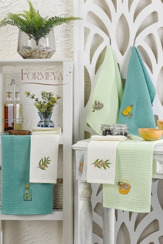 Formeya 6'lı Mutfak Kurulama Bezi Waffle Desen 40x60 Cm 6 Adet Mint