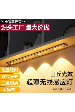 Dianziye Ev İçin Kablosuz Giriş/dolap Led Sensör Lambası - Grafit Siyah 40cm, İnsan Algılama + Sürekli Açık + 3 Renk Ayarlı Diğer