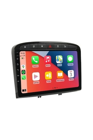 Aln Peugeot 308 Siyah 2007-2014 8gb Ram 64gb Hafıza 8 Çekirdek Carplay Android Multimedya 9"
