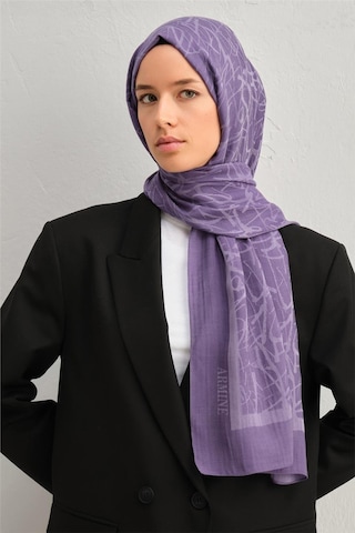 Armine Tencel İpek Kaligrafi Desen Şal 3298 Mor