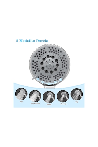 Elvis 5 Fonksiyonlu Banyo Duş Başlığı Ergonomik Su Tasarruflu Banyo Duş Telefon Krom