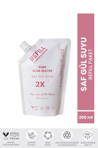 Bade Natural Gül Suyu Gözenek Sıkılaştırıcı Aydınlatıcı Tonik Refill 200 ML