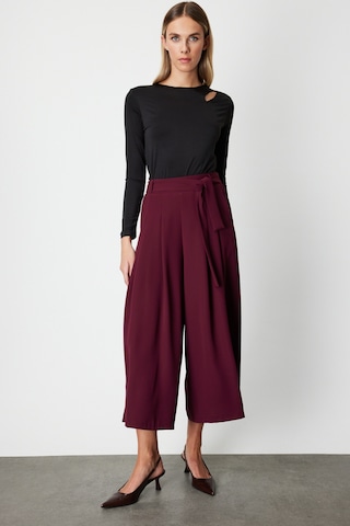 On Fashion Beli Deri Kemerli Pileli Pantolon Bordo