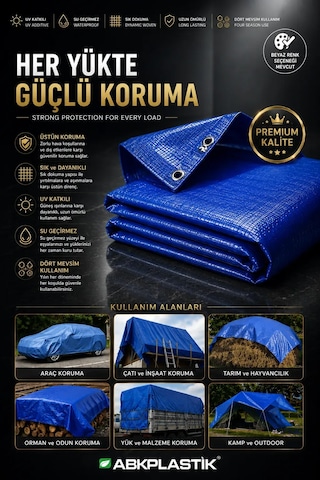 3x6 Mavi Ebatlı Pvc Branda Gölgelik Su Geçirmez Çadır - 170-180 Gr/m²