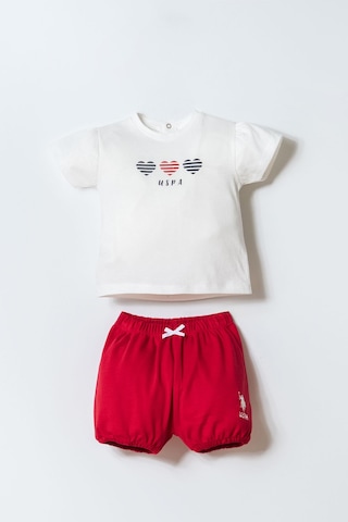 U.s. Polo Assn. Kız Bebek Beyaz Şort Takım Usb2971-c-v1 Beyaz