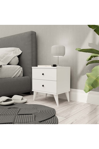 3720 Mona 2 Çekmeceli Komodin Beyaz