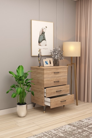 Asra Trend 4 Çekmeceli Şifonyer ŞF-01 %100 MDF Modern Yatak Odası Dolabı Sonoma