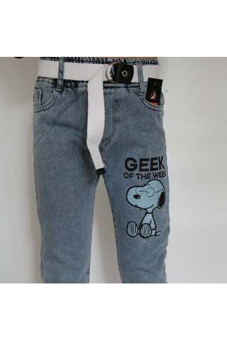 Milenawear By Milena Snoopy Baskılı Kemerli Jeans Mavi