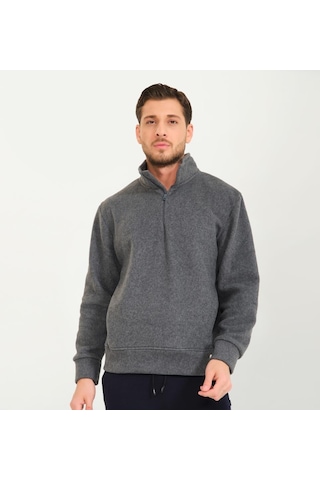 Nors Vanir Basic Yarım Fermuarlı Polar Sweatshirt Gri 001