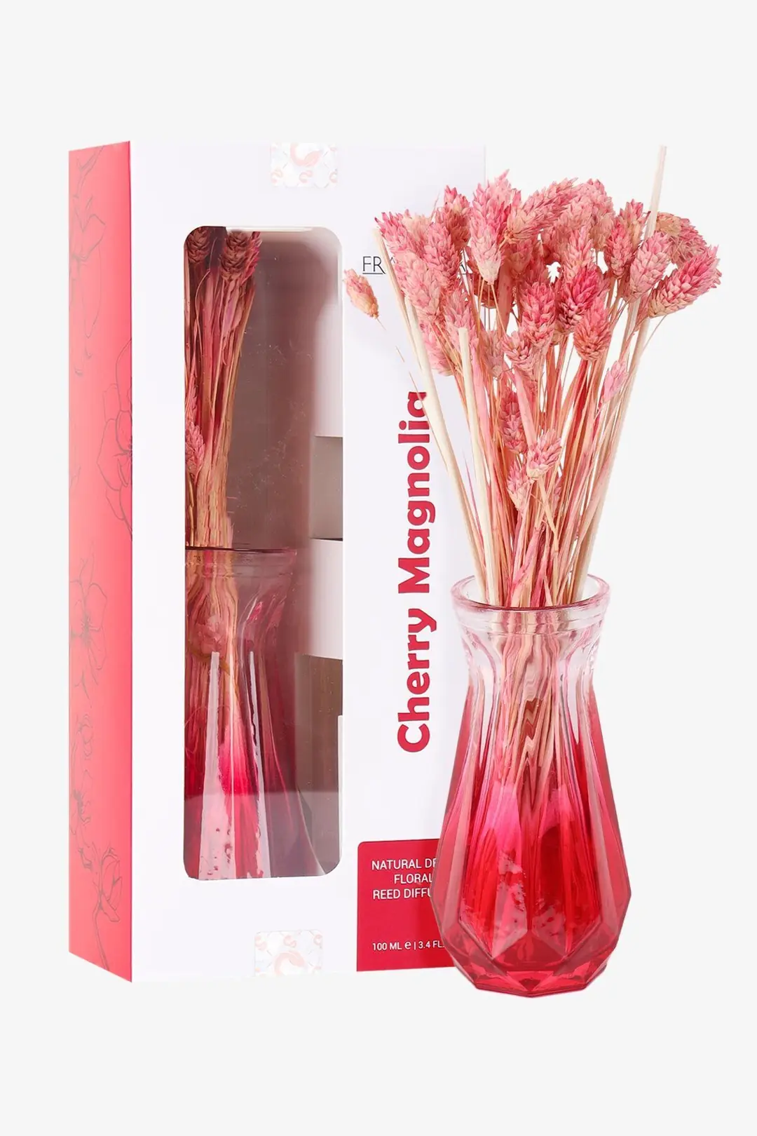 Frannita Cherry Magnolia Çiçekli Cam Vazolu Refilli Dekoratif Oda Kokusu 100ml