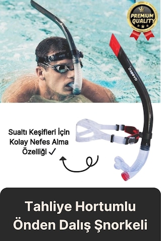 Yüksek Kalite Silikon Siyah Tahliye Hortumlu Deniz Havuz Önden Su Altı Eğitim Dalış Şnorkeli-1 Adet Çok Renkli