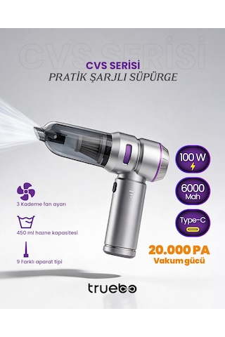 Truebo Cvs Serisi Pratik Şarjlı Araç İçi Süpürge 1