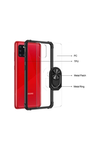 Samsung Uyumlu Galaxy A31 Kilif Seffaf Sararmaz Yüzüklü Mola Kapak 434928051