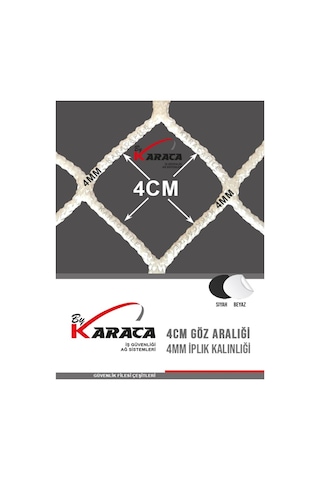 Çocuk Balkon Güvenlik Filesi 3x6 Mt 4mm İp Kalınlığı 4x4 Gözenekli + Montaj Aparatları