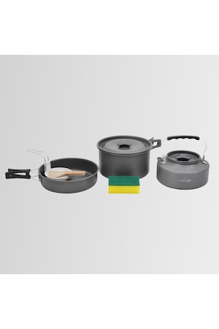 Nurgaz Ng-200-Ttc Üçü Bir Arada Kamp Tencere Tava Çaydanlık Seti Çok Renkli