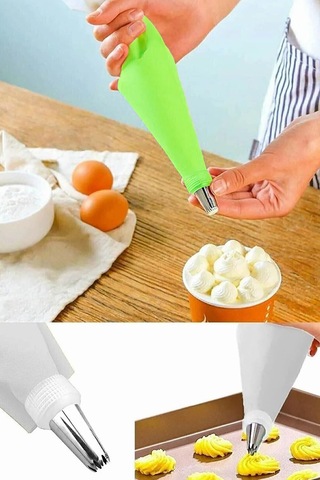 8 Parça Krema Sıkma Torbası Hamur Şekillendirici Yıldız-kalp-çiçek-halka Yıldız