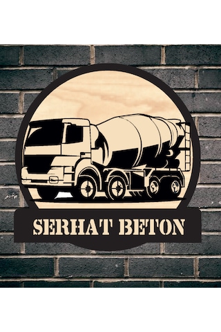 Beton Mikseri Temalı Ahşap Duvar Tablo Ahşap